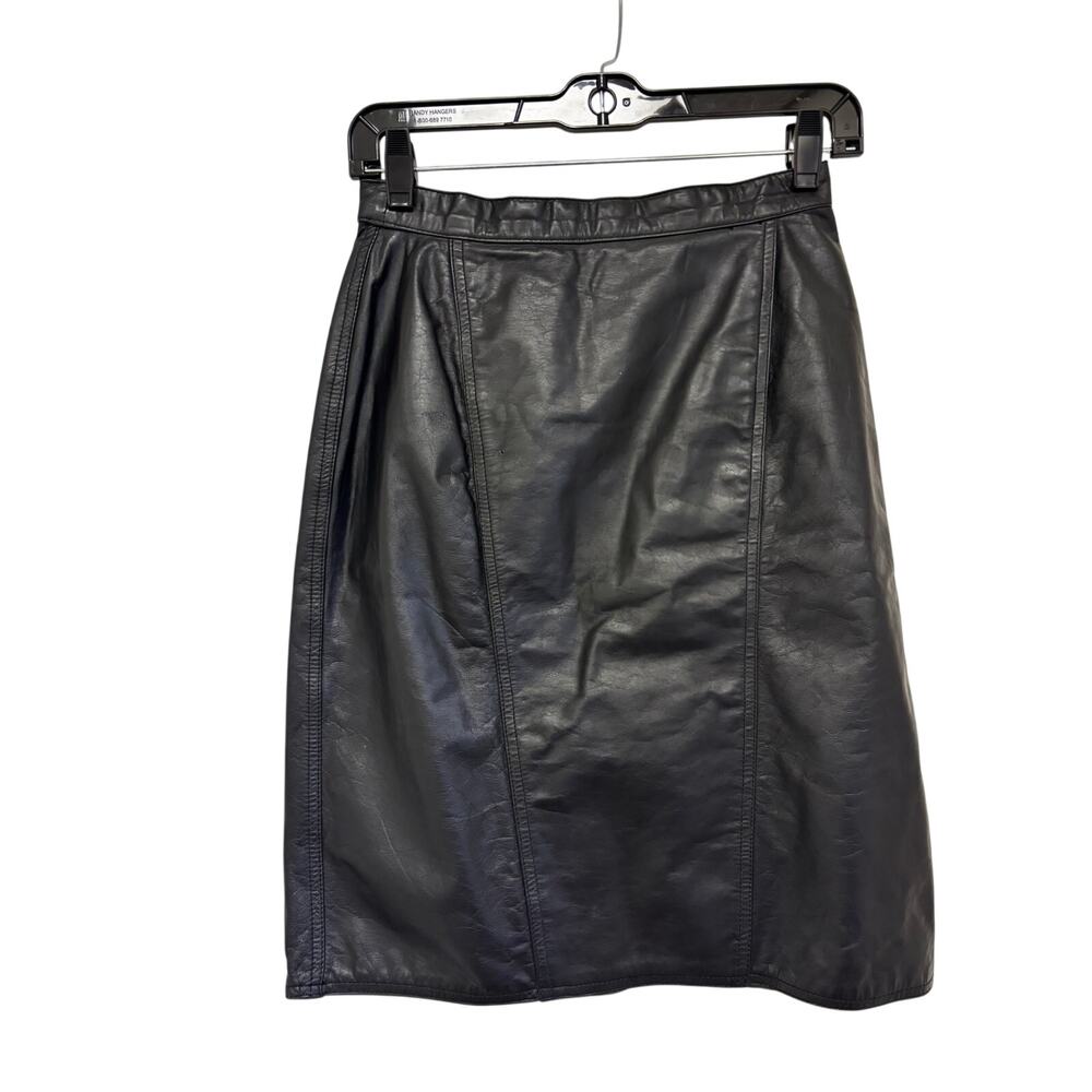 Vintage Winlit Black Leather Skirt Size 7/8